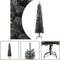 The Living Store Künstlicher Weihnachtsbaum mit Ständer Schlank Grün 210 cm PVC