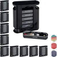 Relaxdays 10 x Pillendose 7 Tage 4 Fächer schwarz Weiß,Schwarz,Transparent