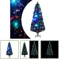The Living Store Künstlicher Weihnachtsbaum mit Ständer/LED 210 cm Fiberoptik