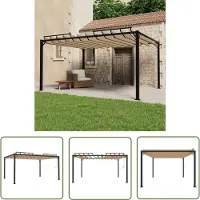 The Living Store Pavillon mit Lamellendach 3x4 m Taupe Stoff und Aluminium