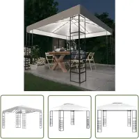 The Living Store Gartenzelt mit LED-Lichterkette 3x3 m Weiß