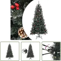 The Living Store Künstlicher Weihnachtsbaum mit Ständer Grün 240 cm PVC