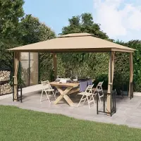 The Living Store Pavillon mit Seitenwänden & Doppeldach 3x4 m Taupe