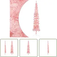 The Living Store Künstlicher Halb-Weihnachtsbaum mit Ständer Schlank Rosa 240 cm
