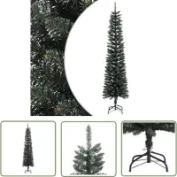 The Living Store Künstlicher Weihnachtsbaum mit Ständer Schlank Grün 240 cm PVC
