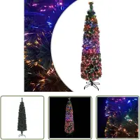 The Living Store Künstlicher Weihnachtsbaum Schlank mit Ständer 150 cm Glasfaser