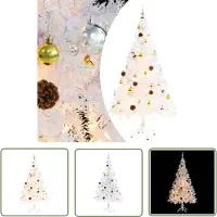 The Living Store Künstlicher Weihnachtsbaum mit Kugeln und LEDs Weiß 150 cm