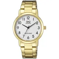 Q&Q Armbanduhr für Herren Analog 39 mm gelbgold Edelstahl 3 ATM QA38J004Y