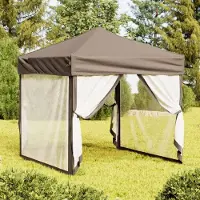 The Living Store Partyzelt Faltbar mit Seitenwänden Taupe 2x2 m