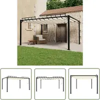 The Living Store Pavillon mit Lamellendach 3x4 m Creme Stoff und Aluminium