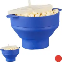 Relaxdays 2 x Popcorn Maker Silikon blau Blau,Transparent