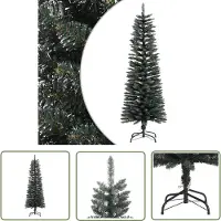The Living Store Künstlicher Weihnachtsbaum mit Ständer Schlank Grün 120 cm PVC