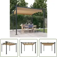 The Living Store Pavillon mit Ausziehbarem Dach 3x3 m Taupe