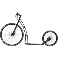 Mibo GT Tretroller, schwarz, mit Discbremse, 9,8 kg, Stahlrahmen, Fußbrett 40x8 cm, Gesamtschritt 1,74 m