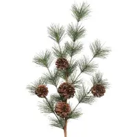 Everlands 1 Künstlicher Zweig 50cm mit Zapfen Kunstzweige Deko Zweige Weihnachten Weihnachtszweige Tannenzweige grün braun
