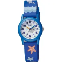 Q&Q Kinderuhr mit Silikonarmband, Wal & Seesterne, 10 Bar wasserdicht