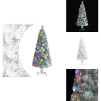 vidaXL Künstlicher Weihnachtsbaum mit Beleuchtung Weiß 240cm Glasfaser - Weihnachtsbäume