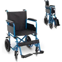 Mobiclinic , Faltrollstuhl, Marsella, Schnellspanner-Räder durch Druckknopf abnehmbar, stabil, Sitzbreite 46 cm, Bremshebel, 12"-Reifen