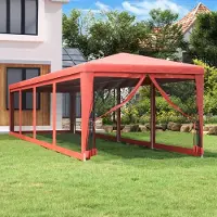 The Living Store Partyzelt mit 10 Mesh-Seitenwänden Rot 3x12 m HDPE