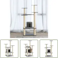The Living Store Kratzbaum mit Sisal-Kratzsäulen Hellgrau 110 cm
