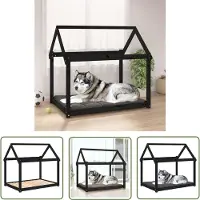 The Living Store Hundebett Schwarz 111x80x100 cm Massivholz Kiefer