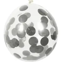 Boland 5 Party Deko Helium Luft Konfettiballons - silber