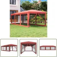 The Living Store Partyzelt mit 8 Mesh-Seitenwänden Rot 3x9 m HDPE