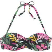Vivance Bikini-Oberteil in Schwarz/ Pink/ Grün - 42D-Cup