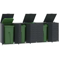 vidaXL Mülltonnenbox für 5 Tonnen Anthrazit 345x79x117 cm Stahl