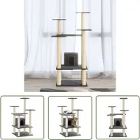 The Living Store Kratzbaum mit Sisal-Kratzsäulen Dunkelgrau 110 cm
