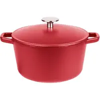 GSW Gusseisentopf rot 21cm 3,8 Liter mit Deckel Edelstahlknopf backofengeeignet bis 240 °C