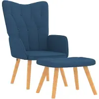 vidaXL Relaxsessel mit Hocker Blau Stoff