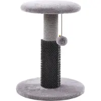 Flamingo Kratzbaum Bea, grau, 40,5 cm hoch, mit Kratzstamm, Gummibürste und Spielball