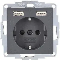 USB Schutzkontakt-Steckdose inCharge Pro, 2x , 2,4 A, anthrazit matt