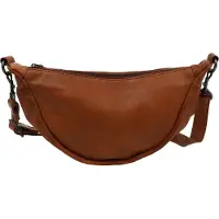 Bear design Crossbody Bag Damen Leder groß 35x17cm "Toon" Crossover Tasche cognac