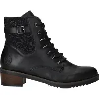 Rieker Damen Schnürboot Blockabsatz Stiefelette Zierschnalle Y0500, Größe:38 EU, Farbe:Schwarz
