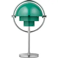 Gubi Multi-Lite Portable Tischlampe, chrom/blaugrün, 30 cm - , Multi-Lite, dimmbar, Metallisch, für Wohnzimmer, Metall, Design