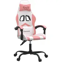vidaXL Gaming-Stuhl Drehbar Weiß und Rosa Kunstleder