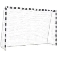 vidaXL Fußballtor 300 x 200 x 90 cm Metall Schwarz und Weiß