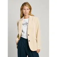 Pepe Jeans für Damen. PL402459 Beigefarbener Blazer Cara beige (M), Weiß, Lässig, Baumwolle