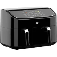 Aeco DUO Heißluft-Fritteuse 9 l 2850 W Timerfunktion, Antihaftbeschichtung Schwarz A900001