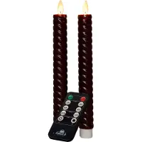Annas collection Dinner Candle Swirl Wachs led bewegliche Flamme mit Fernbedienung 2 Stück h23 cm bordeaux (rood)