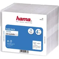 Hama CD Slim Pack 4, pack 10, 4 Disks, Transparent, 143 mm, 125 mm, 105 mm, 608 g