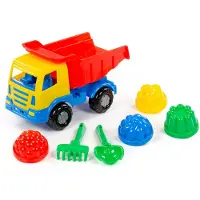 Polesie 7-teiliges Spielzeug-Set 93226 LKW Förmchen Schaufel Rechen ab 12 Monate bunt