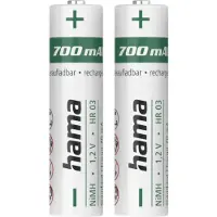 Hama 00223525, Wiederaufladbarer Akku, AAA, Nickel-Metallhydrid (NiMH), 1,2 V, 2 Stück(e), 700 mAh