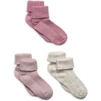 Minymo Socken - 3er-Pack - Rib - Pink Smoke - - 23/26 - Socken