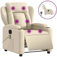 vidaXL Massagesessel Elektrisch Creme Stoff