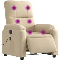 vidaXL Massagesessel Elektrisch Creme Mikrofasergewebe