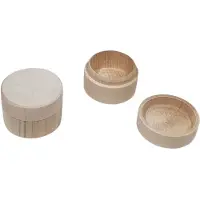 Gerkimex Runde Schachtel aus Buchenholz, 5,8 x 5,8 x 2,8 cm