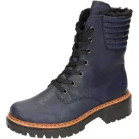 Rieker Damen Stiefelette profilierte Plateausohle gestepptes Detail 72600, Größe:37 EU, Farbe:Blau